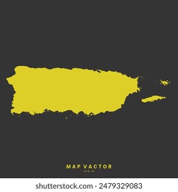 Puerto Rico map golden yellow color High Detailed on gray background. Abstract design vector illustration eps 10