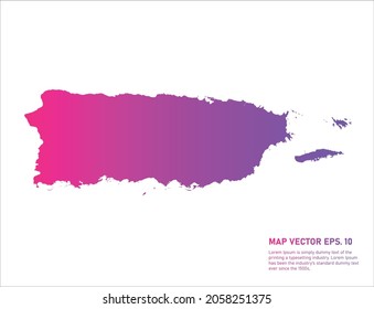 Puerto Rico map gradient color . on white background. 