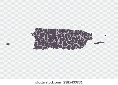 Puerto Rico Map Graphite Color on White Background quality files Png