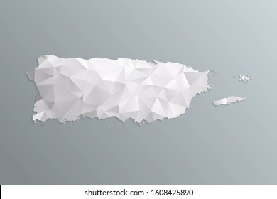 Puerto Rico map gray in polygonal style on dark background. isolated vector illustration eps 10.