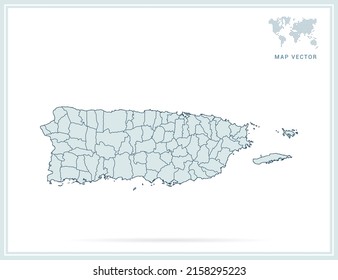 Puerto Rico map green vector on white background.