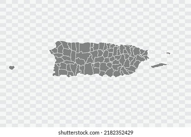 Puerto Rico Map grey Color on White Background quality files Png