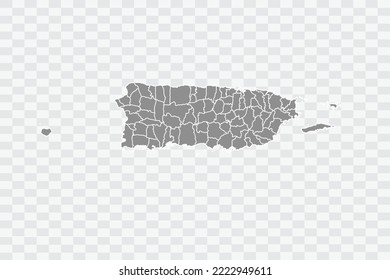 Puerto Rico Map grey Color on White Background  Png