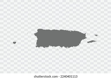 Puerto Rico Map grey Color on White no demarcation line Background  Png