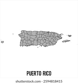 Puerto Rico map in grey style isolated on white background. Vector illustration