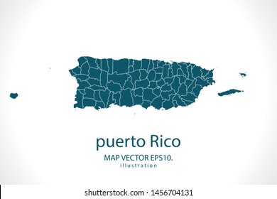 puerto Rico map High Detailed on white background. Abstract design vector illustration eps 10