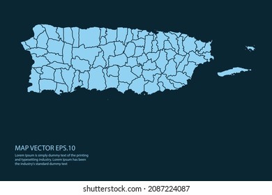 Puerto Rico map High Detailed on white background. Abstract design vector illustration eps 10