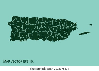 Puerto Rico map High Detailed on white background. Abstract design vector illustration eps 10