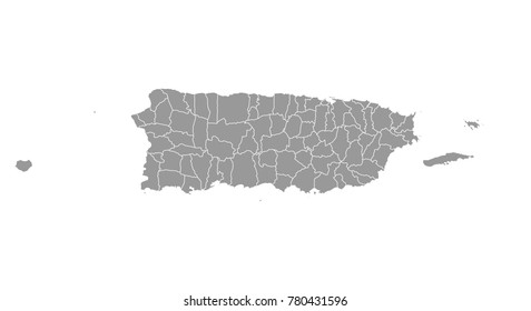 puerto Rico map. High detailed map of puerto Rico on white background. Vector illustration eps 10.