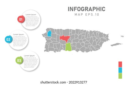 infografía de mapa de Puerto Rico. Concepto de marketing comercial global. Datos de infografías del transporte mundial.