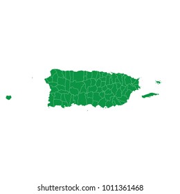 Puerto Rico map isolated on transparent background. high detailed Green map of Puerto Rico. Vector illustration eps 10. Blank Green similar Puerto Rico map isolated on white background.