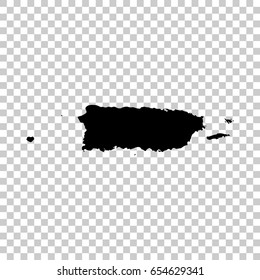 Puerto Rico map isolated on transparent background. Black map for your design. Vector illustration, easy to edit.