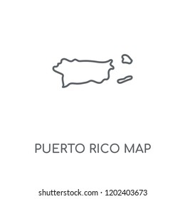 Puerto Rico map linear icon. Puerto Rico map concept stroke symbol design. Thin graphic elements vector illustration, outline pattern on a white background, eps 10.