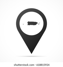 Puerto Rico Map on location pin. Map pointer isolated on a white background. Conceptual vector illustration.