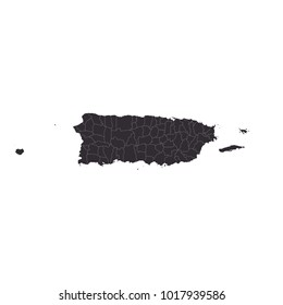 puerto Rico map on white background vector, puerto Rico Map Outline Shape Black on White Vector Illustration, High detailed black illustration map -puerto Rico.