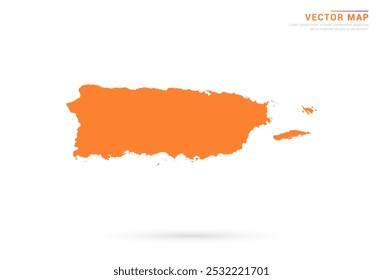 Puerto Rico Map - Orange abstract style isolated on white background vector.