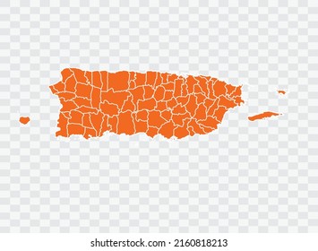 Puerto Rico Map orange Color on White Backgound  illustration eps 10