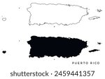 Puerto Rico map outlined and black vector set
