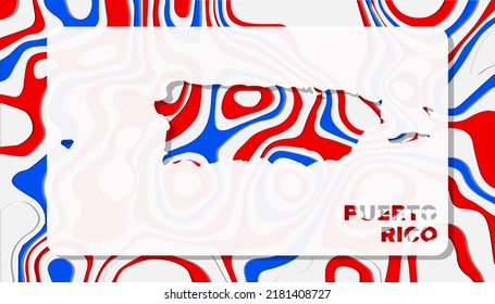 Mapa de Puerto Rico con forma de fondo de ondas de corte de papel perfecto para tarjeta de felicitación, papel de escritorio y cartel