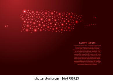 Puerto Rico map from red and glowing space stars abstract concept geometric shape. Vector illustration.