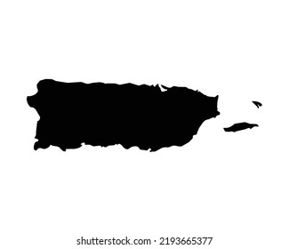 Puerto Rico Map. Puerto Rican Map. Black And White PR US USA Territory Border Boundary Line Outline Geography Shape Vector Illustration EPS Clipart