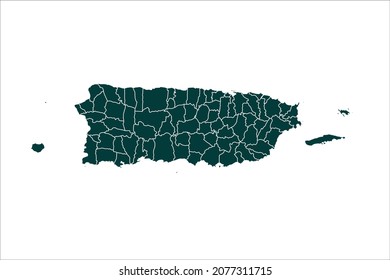 Puerto Rico map Sacramento green Color on White Background