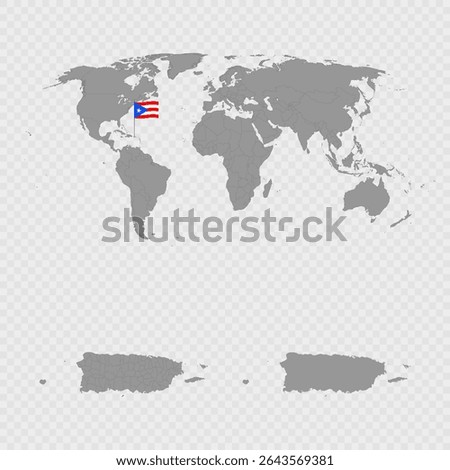 Puerto Rico Map Set with World Location.