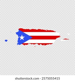 Puerto Rico map silhouette with flag.