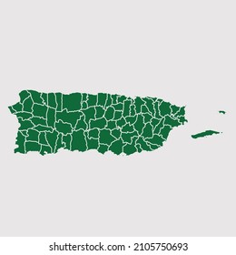 Puerto Rico map vector, Abstract design vector illustration Eps 10. Green color palette color. High Detailed on white background.