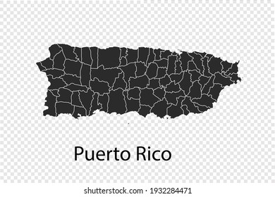 Puerto Rico map vector, black color. isolated on transparent background
