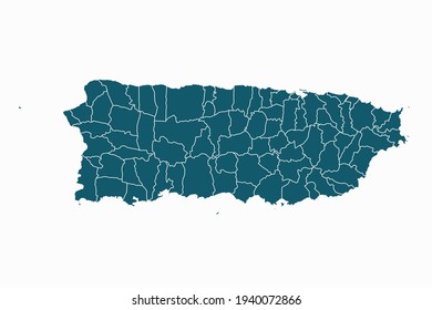 Puerto Rico map vector. blue color on white background.
