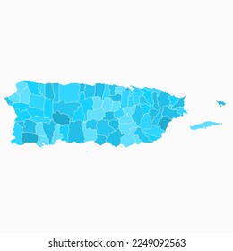 Puerto Rico map vector. Colored political map. Administrative division, regions.