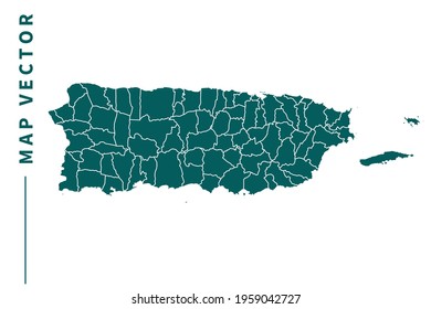 Puerto Rico Map Vector Green Color Stock Vector (royalty Free 