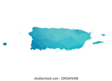 Puerto Rico map vector illustration in polygonal style,Low poly design on white background