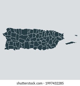 Puerto Rico map vector, isolated on gray background
