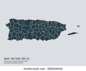 Puerto Rico map vector, isolated on gray background