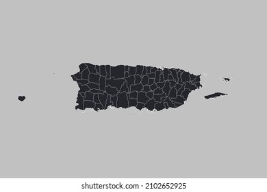 Puerto Rico map vector, isolated on gray background