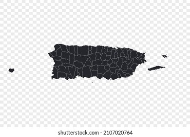 Puerto Rico map vector, isolated on transparent background