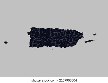 Puerto Rico map vector, Isolated on gray background