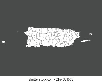 Puerto Rico map vector, white color, Isolated on gray background