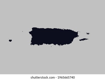 Puerto Rico map vector,Not isolated blue color on gray background