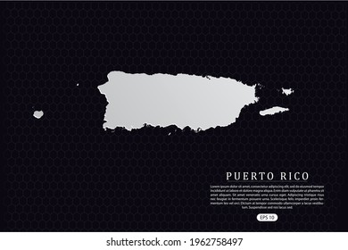 Puerto Rico Map - World Map International vector template with White Color isolated on hexagon background - Vector illustration eps 10