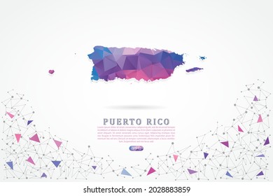 Puerto Rico map - World Map International vector template with polygon pink color gradient isolated on white background for education, website, banner, infographic - Vector illustration eps 10