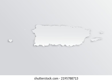 Mapa de Puerto Rico - Mapa mundial Planilla vectorial internacional con 3D, estilo de papel que incluye sombra y color blanco sobre fondo gris para diseño, educación, infografía - Ilustración vectorial eps 10