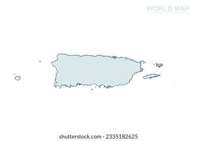 Puerto Rico Map - World map International vector template with blue stork line and blue geometric shapes isolated on white background for design, infographic, website - Vector illustration eps 10