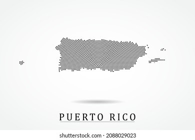 Puerto Rico Map - World map vector template with Black dots, grid, grunge, halftone style isolated on white background for education, infographic, design - Vector illustration eps 10