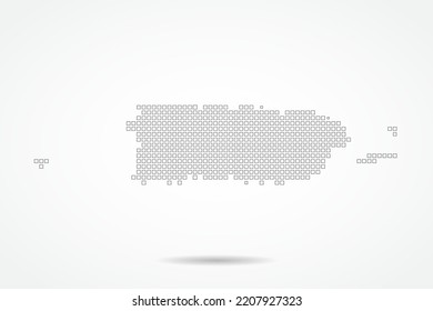 Puerto Rico Map - World map vector template with square pixel thin black and outline sketch style isolated on white background for education, infographic, design - Vector illustration eps 10