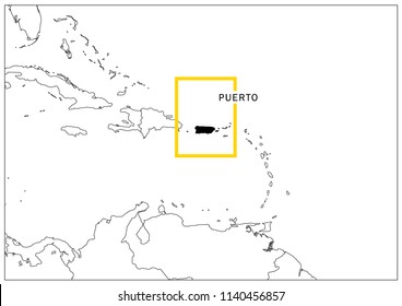 Puerto Rico map yellow frame geography national 