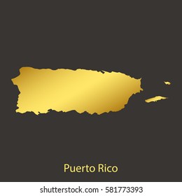 Puerto Rico map,border with golden gradient. Vector illustration