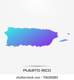 Puerto Rico map,border with purple,turquoise gradient. Vector illustration